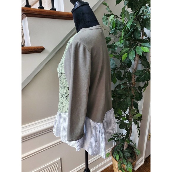 Logo Lounge Womens Green Floral Long Sleeve Round Neck Top Blouse Size Small - Picture 4 of 10